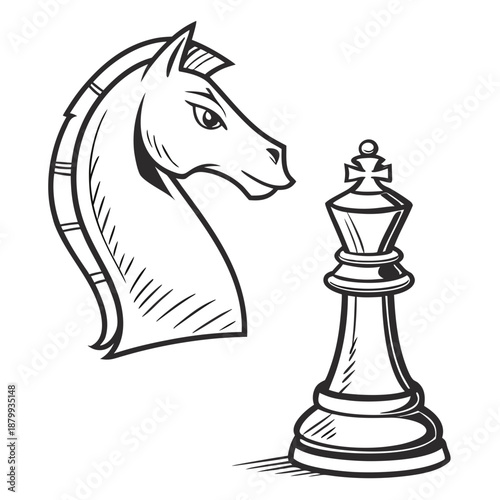 Simple Knight Chess Piece Illustration Vector Graphic