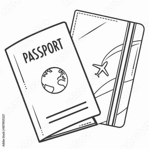Minimal White Passport Icon - Travel Vector Illustration