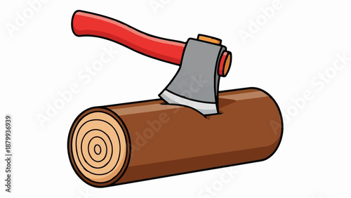 Cartoon axe splitting a wooden log with visible rings