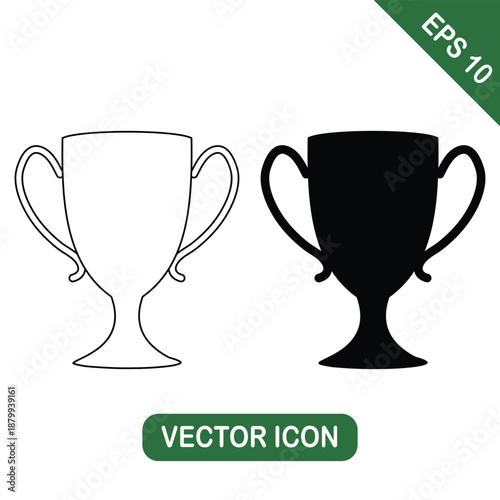 Trophy Cup Outline and Solid Icon Set