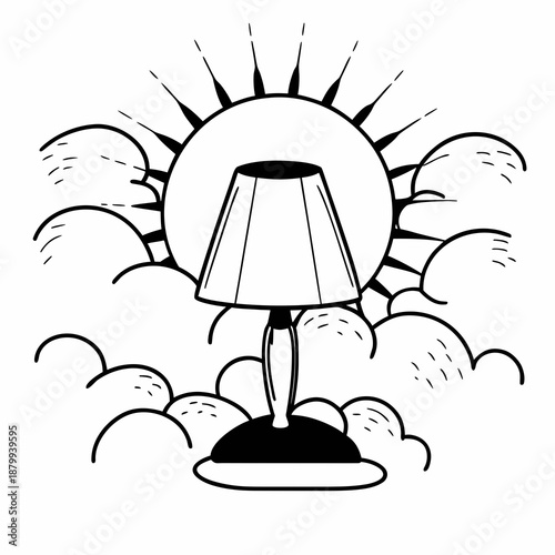 Modern Bedside Lamp Vector Illustration for Interior Design