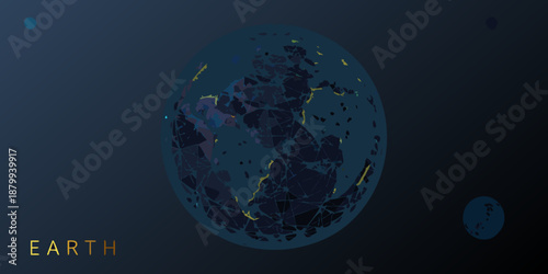 A digital representation of earth fractured and glowing in the darkness