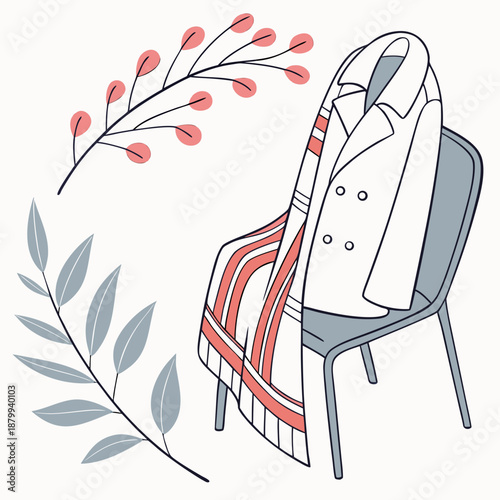 Warm Padded Winter Coat Flat Vector Graphic Design