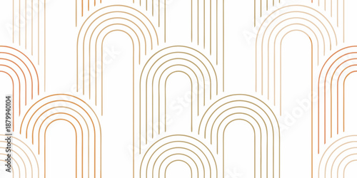 a white background with multiple orange and yellow arches