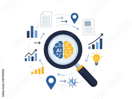 Digital artificial intelligence concept with data analysis and machine learning visualization for technology innovation and automation