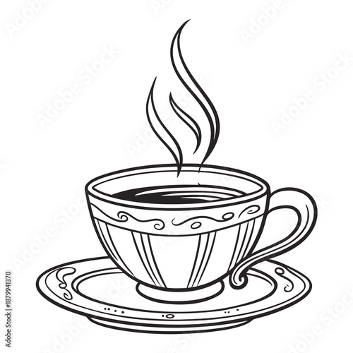 Hot Cup of Tea with Steam Vector Illustration on White