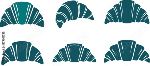 French pastry croissants arranged in two rows flat lay style