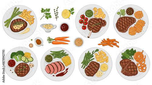 Diverse Steak Dishes - A Culinary Collection of Gourmet Plates.