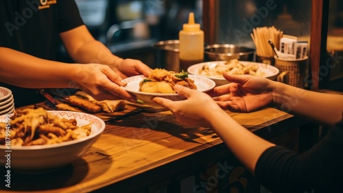Food Service Counter Transaction at Restaurant.
