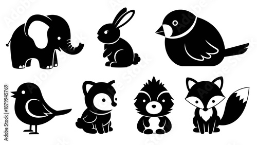 Collection of Simple Animal Silhouettes.