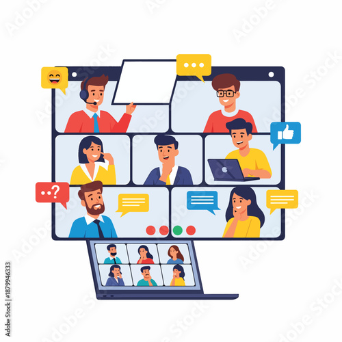 Online Meeting on Laptop Screen