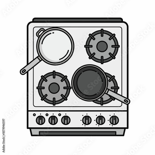 Stovetop with Pans and Pots