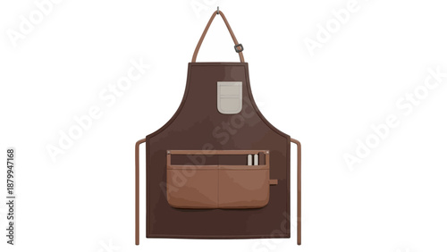 Brown apron with pockets for cooking and crafting activities.
