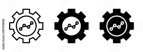 KPI icon featuring gears with a line graph inside, representing key performance indicators and analytics for business monitoring