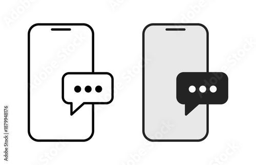 Phone messaging icon with a speech bubble displaying three dots, symbolizing ongoing or pending conversation
