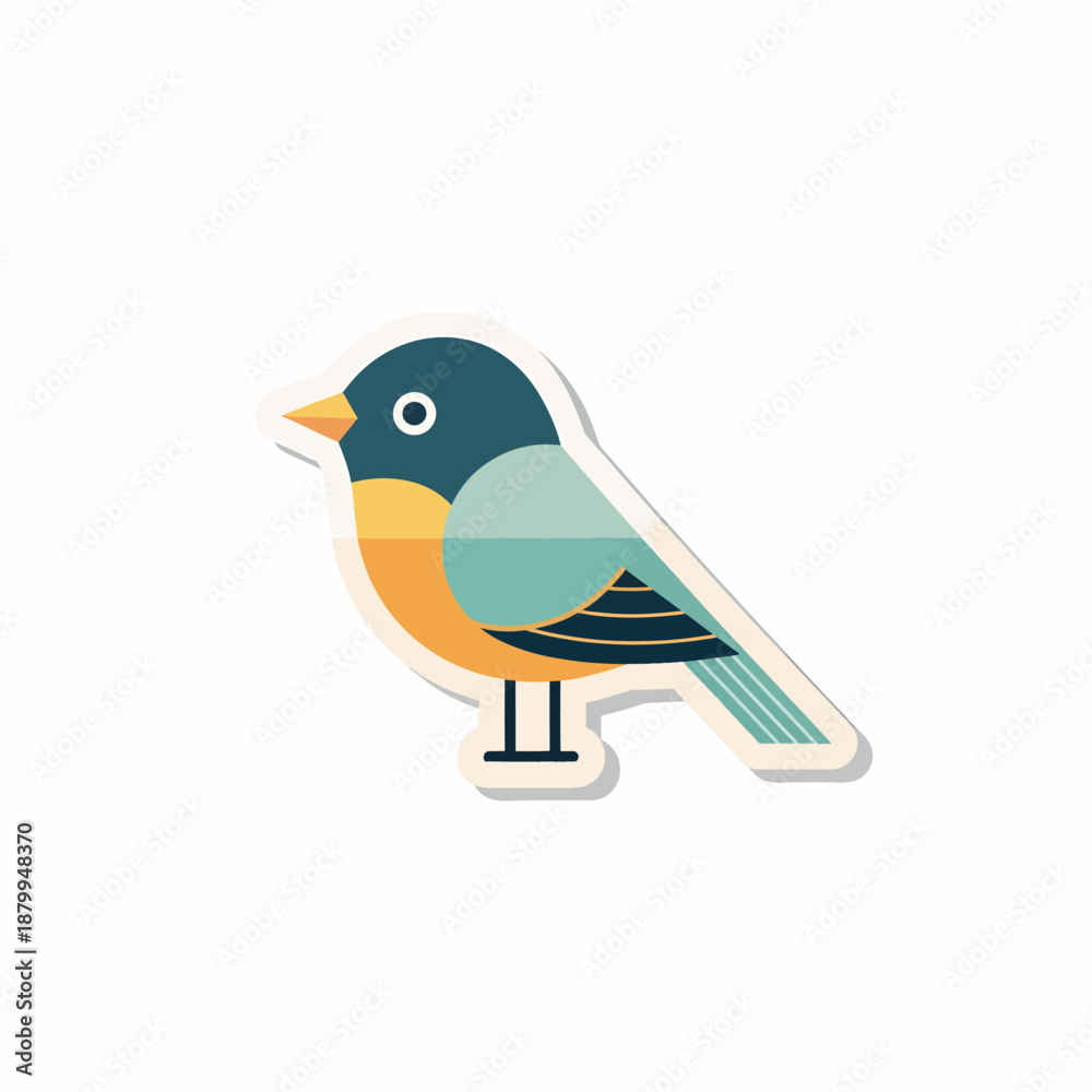 Obraz premium Colorful Cartoon Bird Sticker