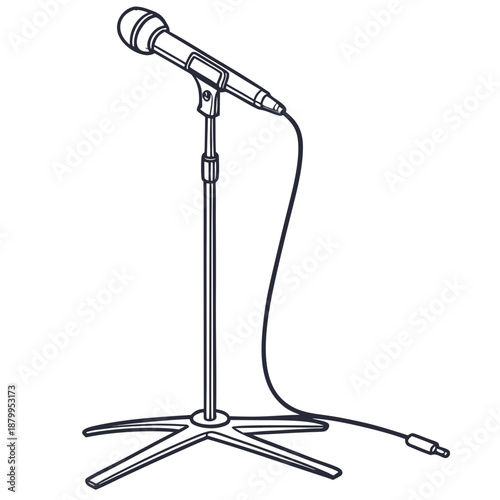 Flat Vector Studio Microphone Stand Design for Audio Content