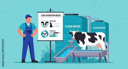 Cow Milking Process at Dairy Farm.