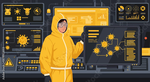 Person in Yellow Hazmat Suit Standing.