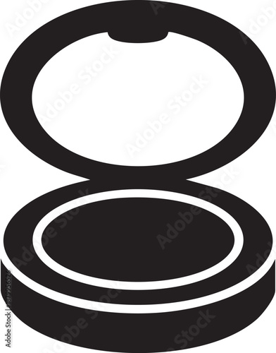 Compact Powder Case Icon – Open Makeup Compact Silhouette Vector