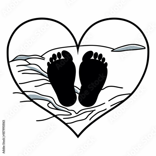 February Winter Cow Vector Illustration in Snowy Landscape