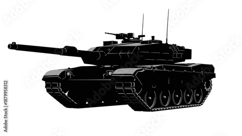 Modern military tank in action on battlefield