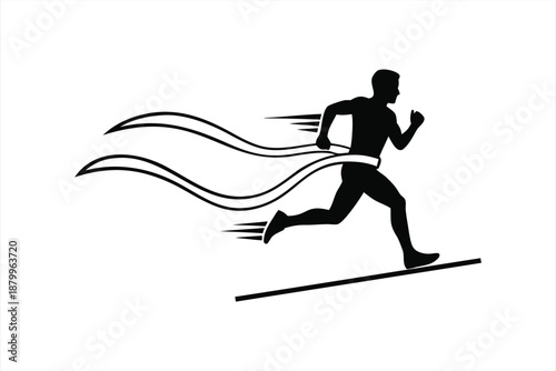 Sprinter Winning a Race Illustration, Symbol of Success and Achievement