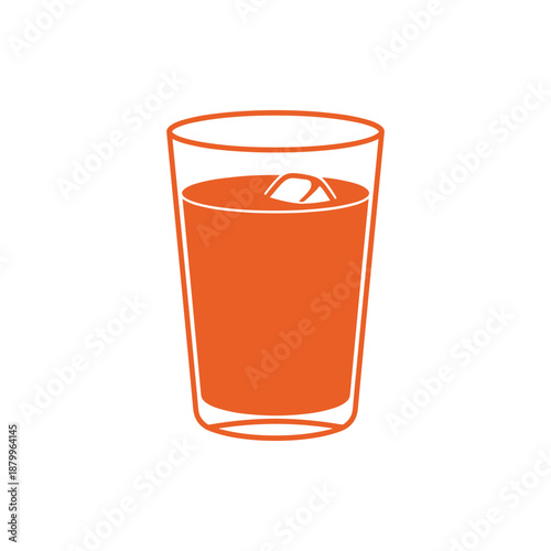 A refreshing orange beverage with ice cubes in a clear glass, perfect for a summer day