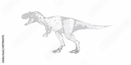A polygonal depiction of a tyrannosaurus rex in a side profile view