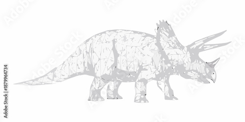 A grayscale illustration of a triceratops dinosaur side profile