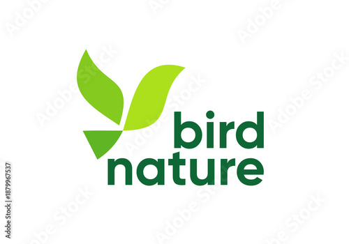 abstract leaf bird logo. falcon dove eagle design icon concept