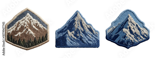 Collection of Mountain Patches Design on Transparent Background