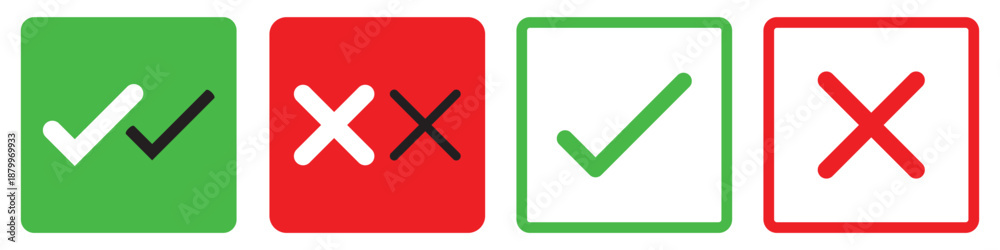 Fototapeta premium Check mark and cross mark icons