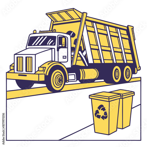 Garbage truck collecting recyclables