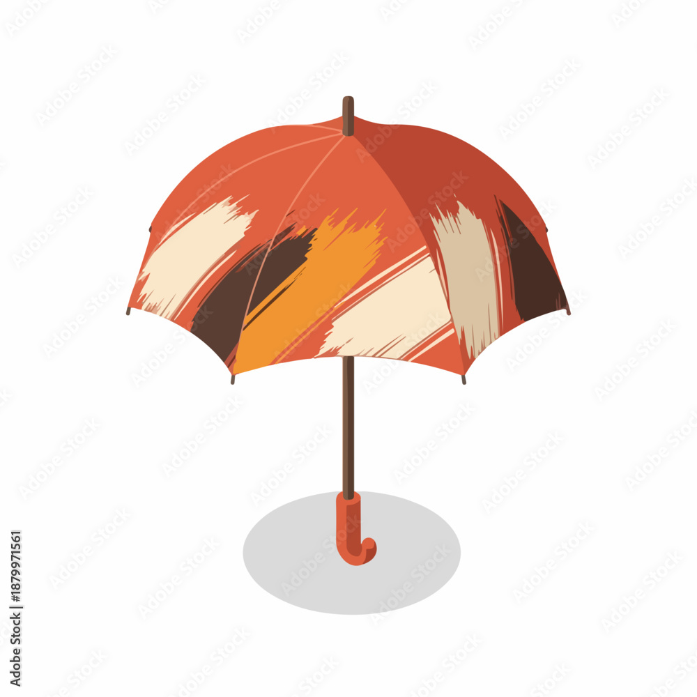 Fototapeta premium Isometric Colorful Artistic Umbrella Accessory Illustration with Brush Stroke Texture