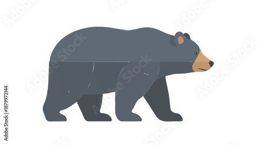 A simple illustration of a black bear walking.