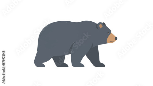 A stylized illustration of a black bear walking.
