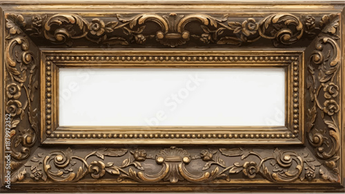 Antique Ornate Gold Picture Frame Decorative Border.