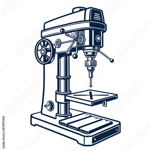 Illustrated drill press machine