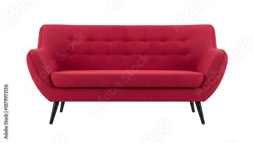 Red modern armchair isolated on transparent background