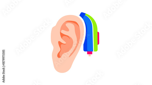 Human Ear Anatomy with Sound Waves.