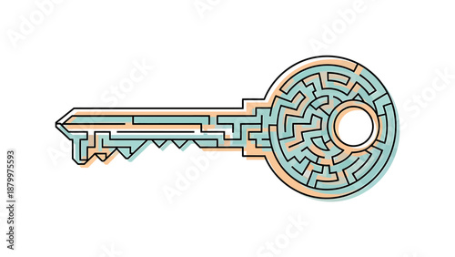 Key with Labyrinthine Design on Head.