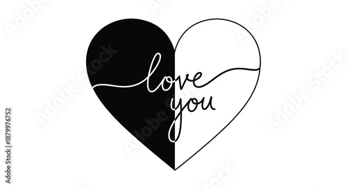 A striking artistic depiction of a dual toned heart shape with handwritten text symbolizing affection and romance a lovely silhouette high quality