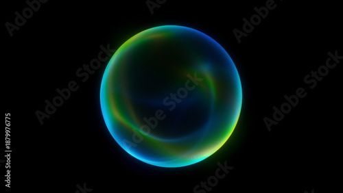 Cuadro en lienzo Glowing teal blue green holographic energy sphere soft fluid gradients luminous