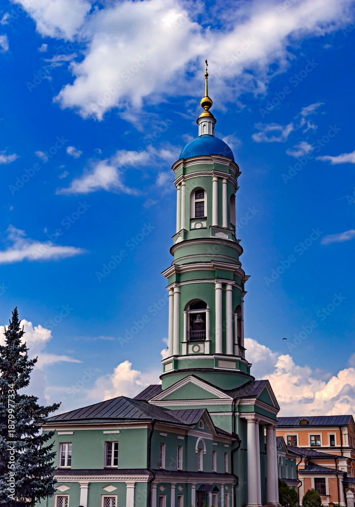 Naklejka premium Bell tower, years of construction 1801-1804. Introduction to the Temple monastery also known as Optina Pustyn, city Kozelsk, Russia