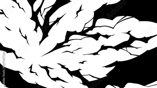 雷が左下から放射状に広がるシルエットの背景_16:9