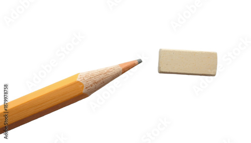 A pencil and eraser on a transparent background for editing purposes