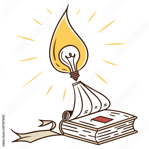 Illuminated book with lightbulb