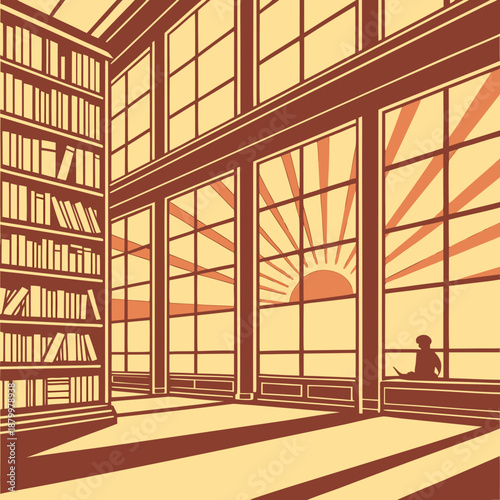 Serene library interior