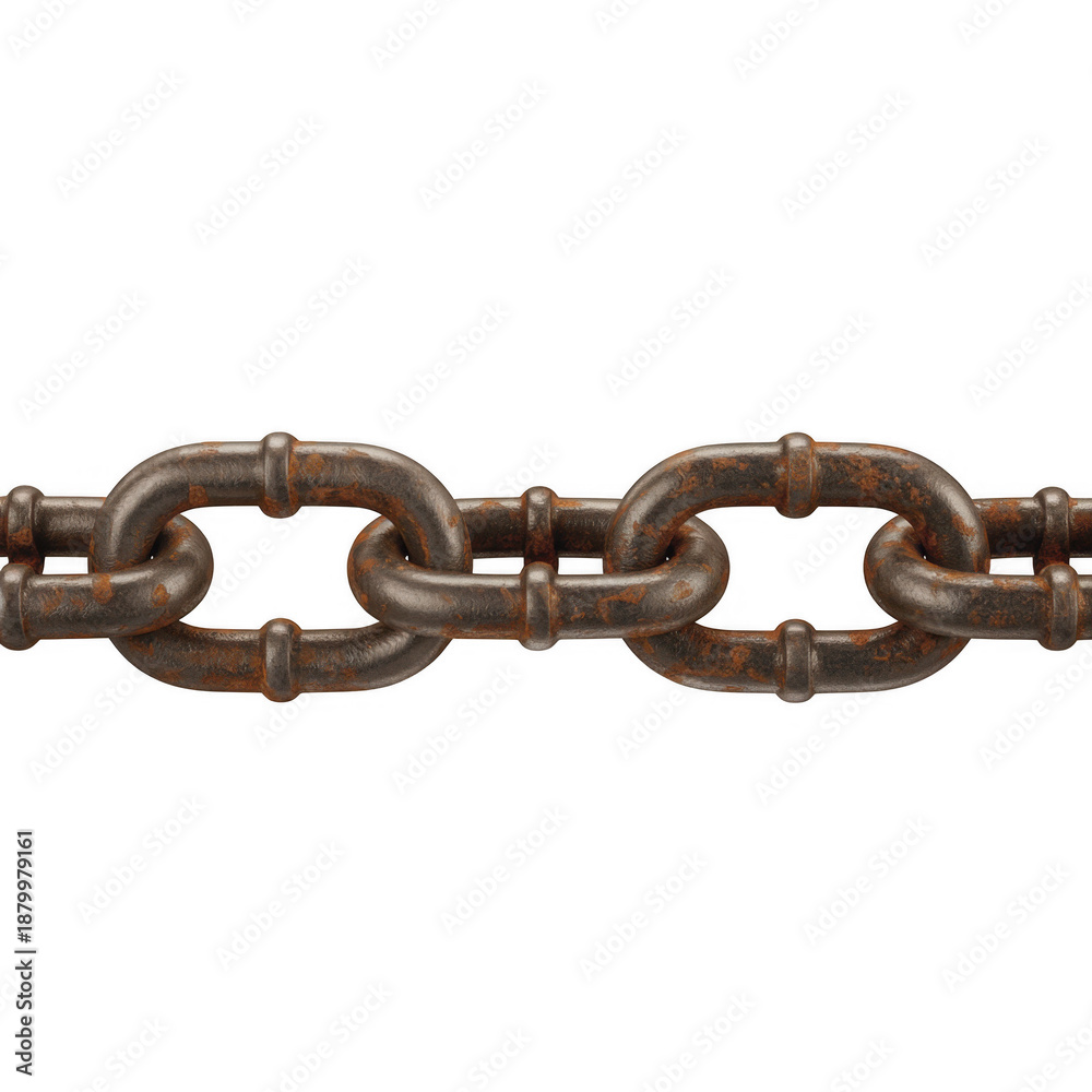 Fototapeta premium Rusty metal chain rusty chain links isolated on a transparent background